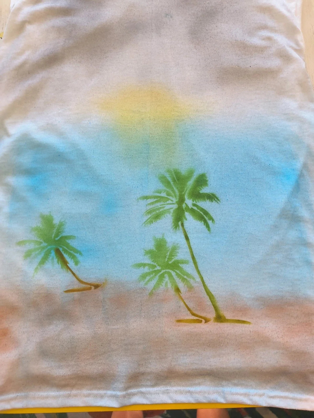 Simple, Minimalist, tropical, beach themed, airbrushed, gender-neutral Unisex