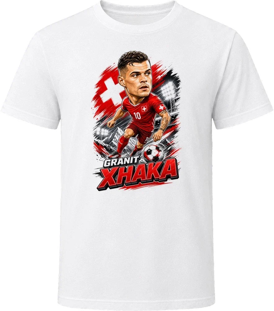 Granit Xhaka, Switzerland Caricature Soccer 2026 T Shirt Unisex