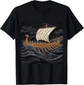 Viking Longship Patchwork Norse Warrior Graphic Gift Tee Unisex