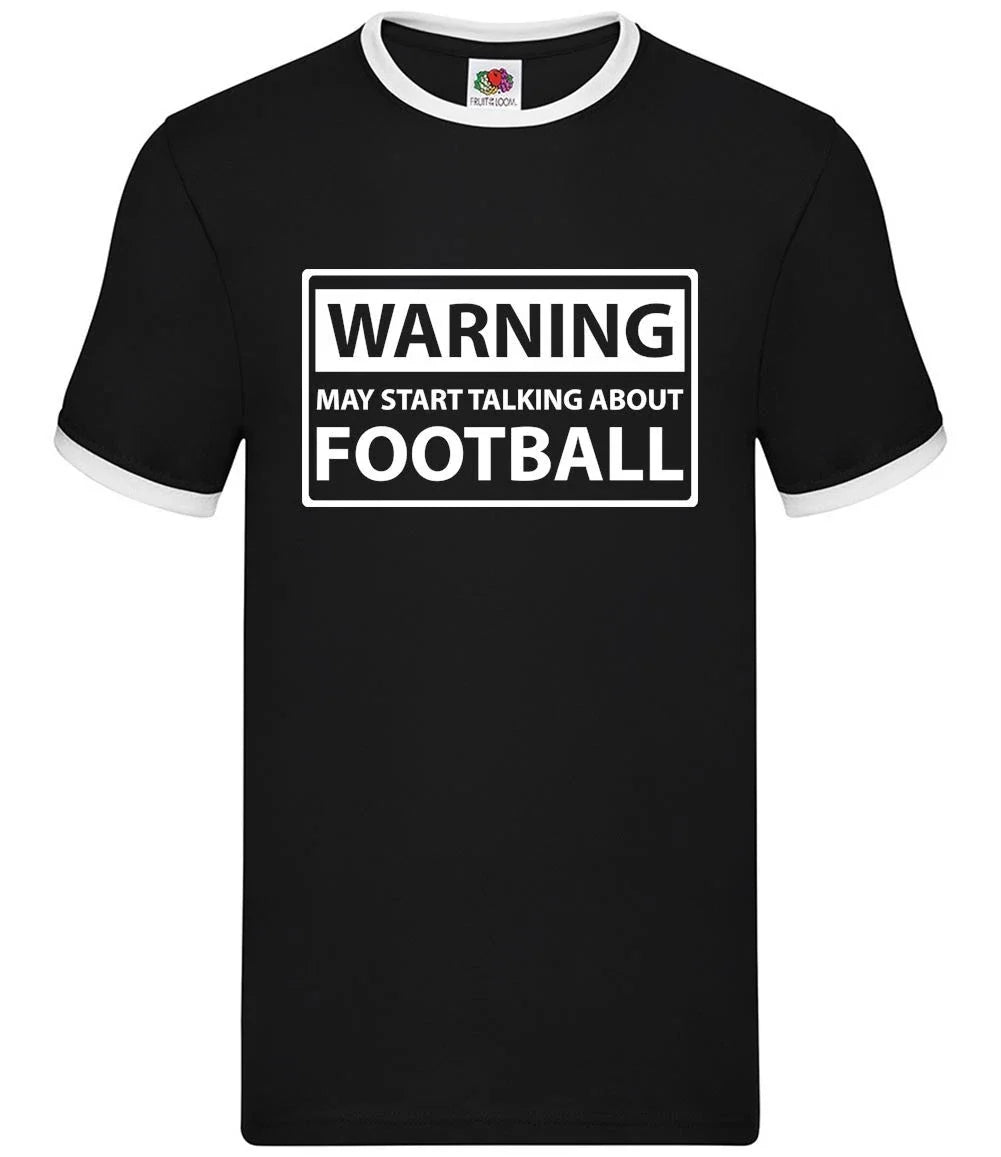 Warning Football Zone - Mens Ringer - Soccer Footy Team Player Fan Unisex
