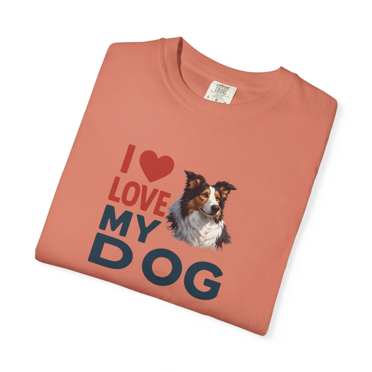 I Love My Dog Collie Heart Graphic | Dog Lover Tee Comfort Colors Unisex