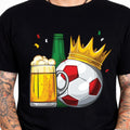 Beer Football Crown T Shirt Soccer Fan Vintage Pub Match Day Lover Gift Tee Unisex
