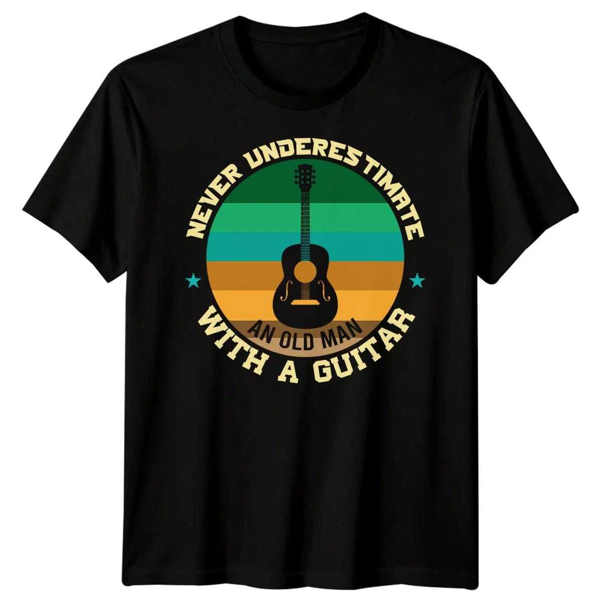 Never Underestimate An Old Man With A Guitar Guitarist Hobbies Mens Tee Unisex