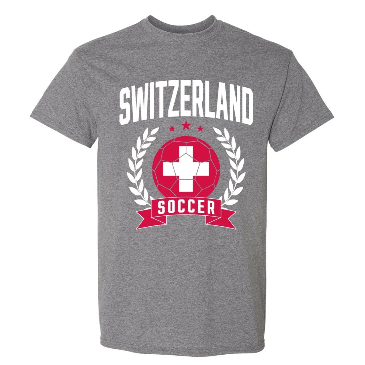 Switzerland Soccer Laurel - World Football Cup T Shirt - Graphite Heather Unisex
