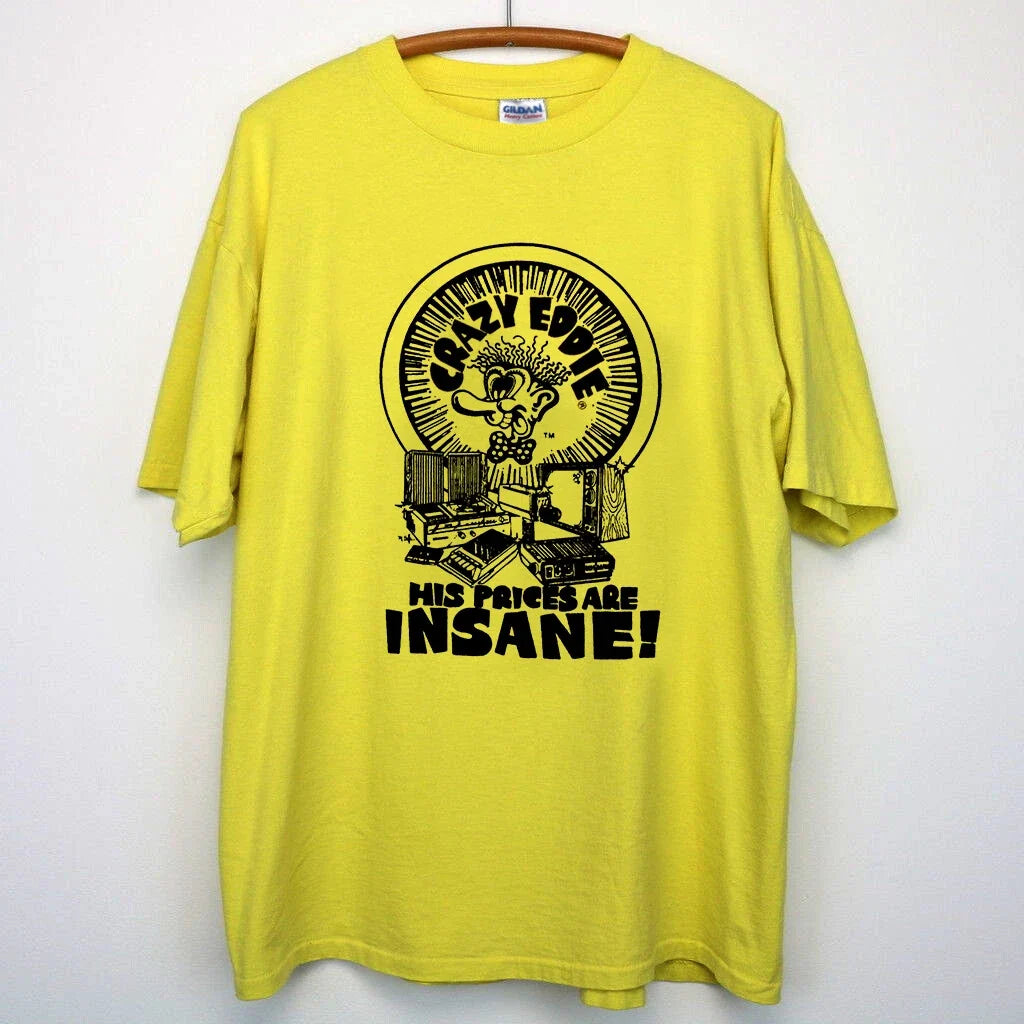 SUPER RARE 1980 Crazy Eddie Yellow Insane Prices custom Gildan USA Unisex