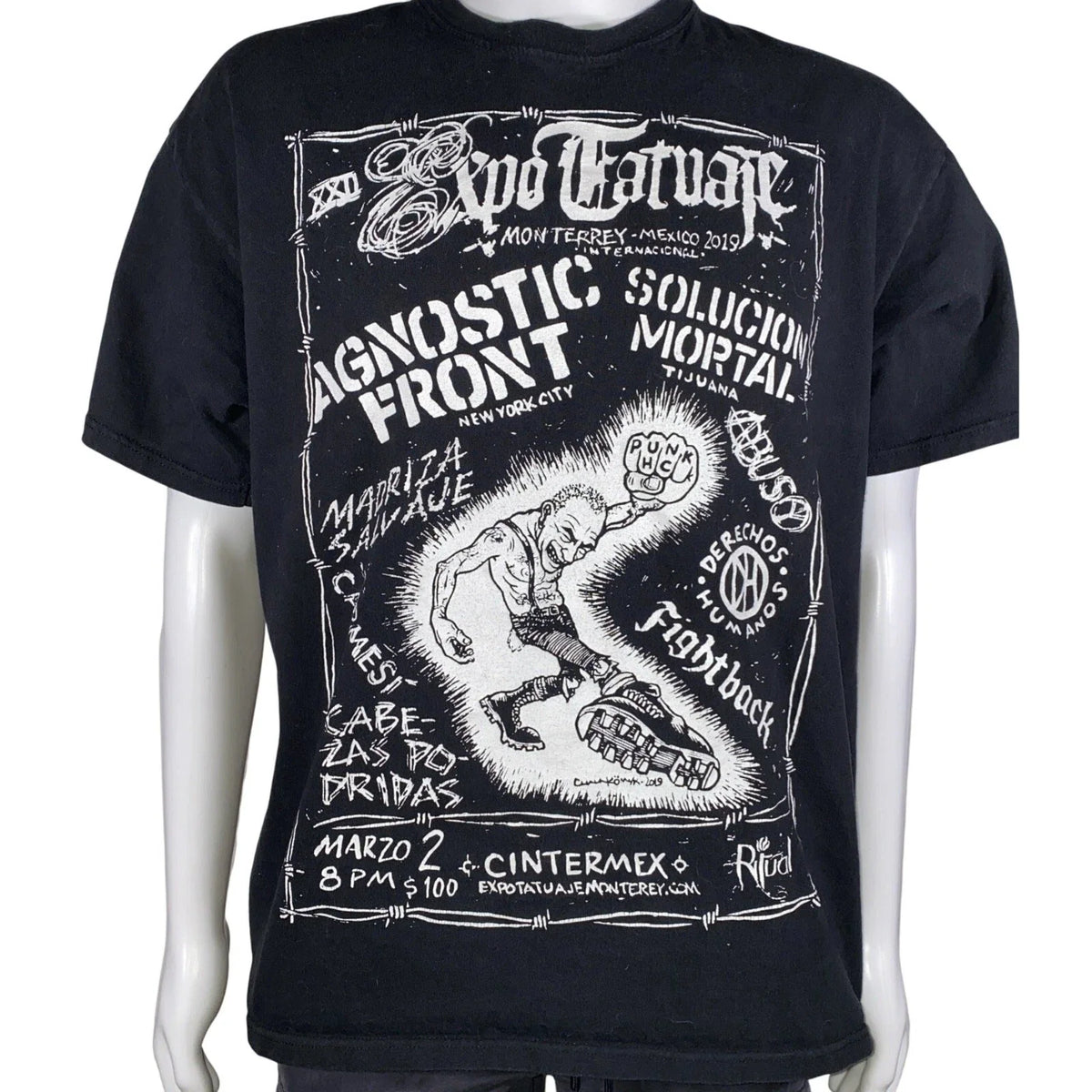 Expo Tatuaje Monterrey Mexico 2019 Tour Agnostic Front Hardcore XL Unisex