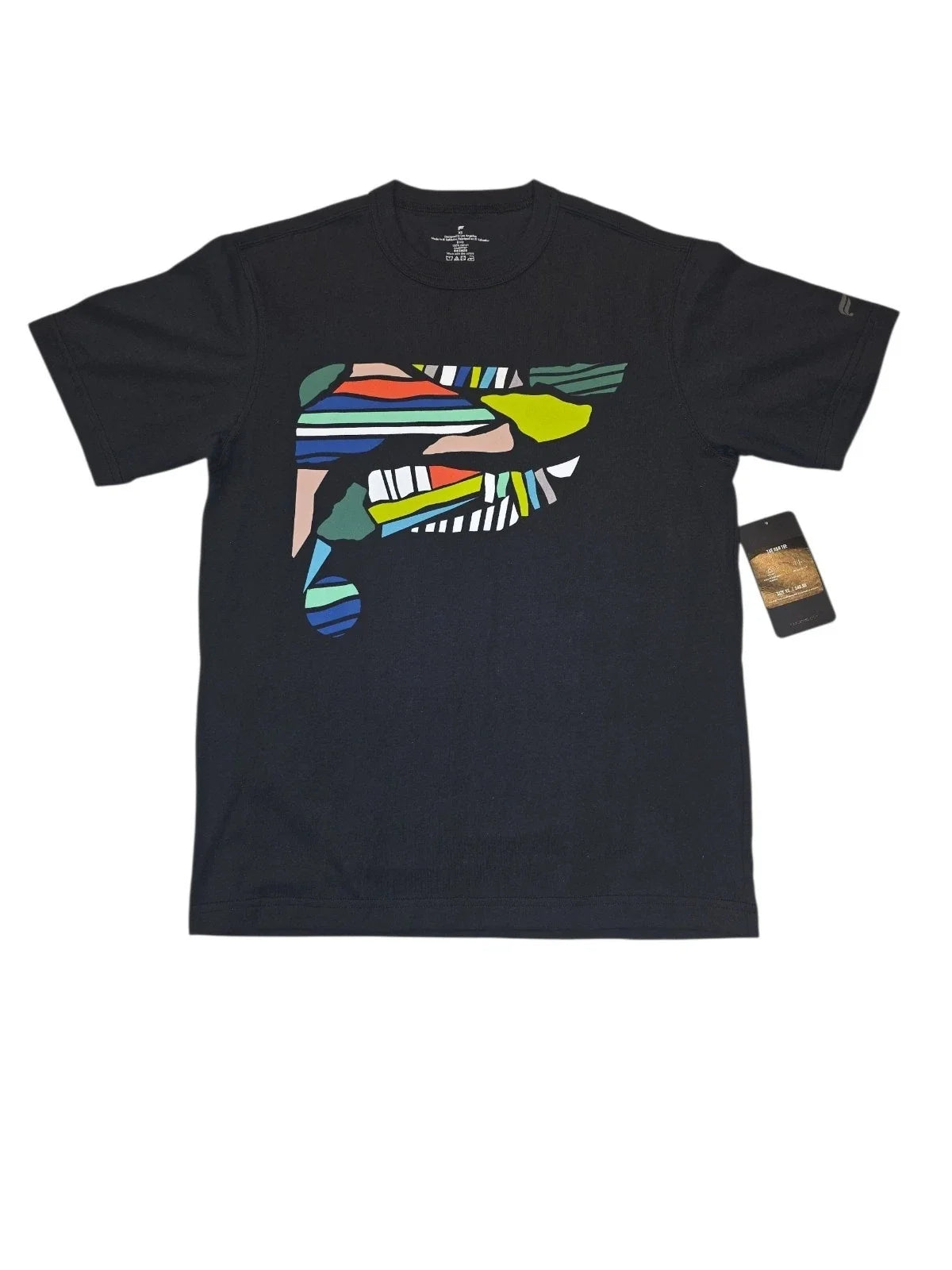 Fabletics R&R Tee XS Black Abstract Graphic Relaxed Fit Heavyweight NWT Unisex