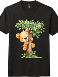 Cute Teddy Bear Hugging Tree Graphic Tee | Casual Unisex Shirt for Daily Wear Unisex