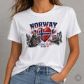 Norway t shirt 2026 flag football tee gift heart Norge Viking soccer Noreg top Unisex