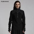 Punk Rave Men Black Gothic Techwear Style Long Sleeved Slim Fitted Unisex