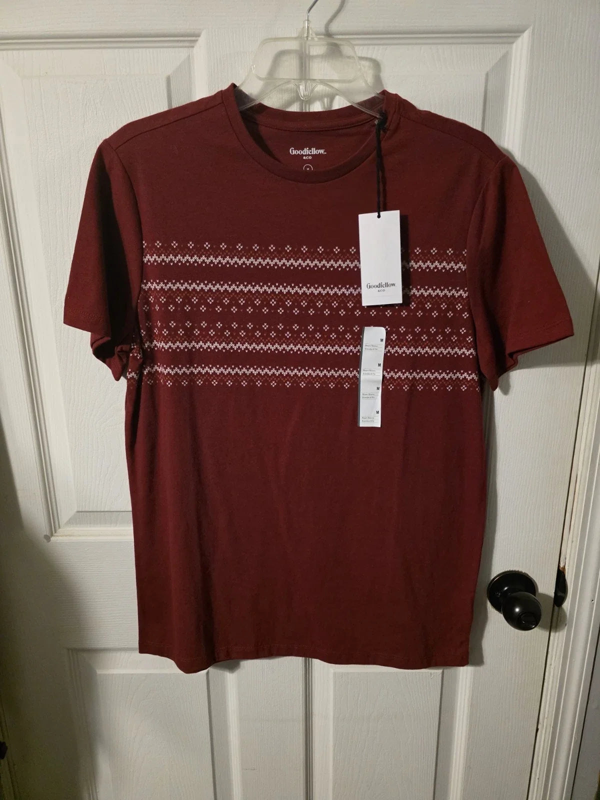 Goodfellow & Co Short Sleeve Standard Fit Red Ribbon Size M Crew Neck Unisex