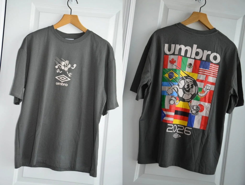 NWT Umbro Men Soccer Futbol 2026 T Shirt Medium M World USA Europe National Flag Unisex
