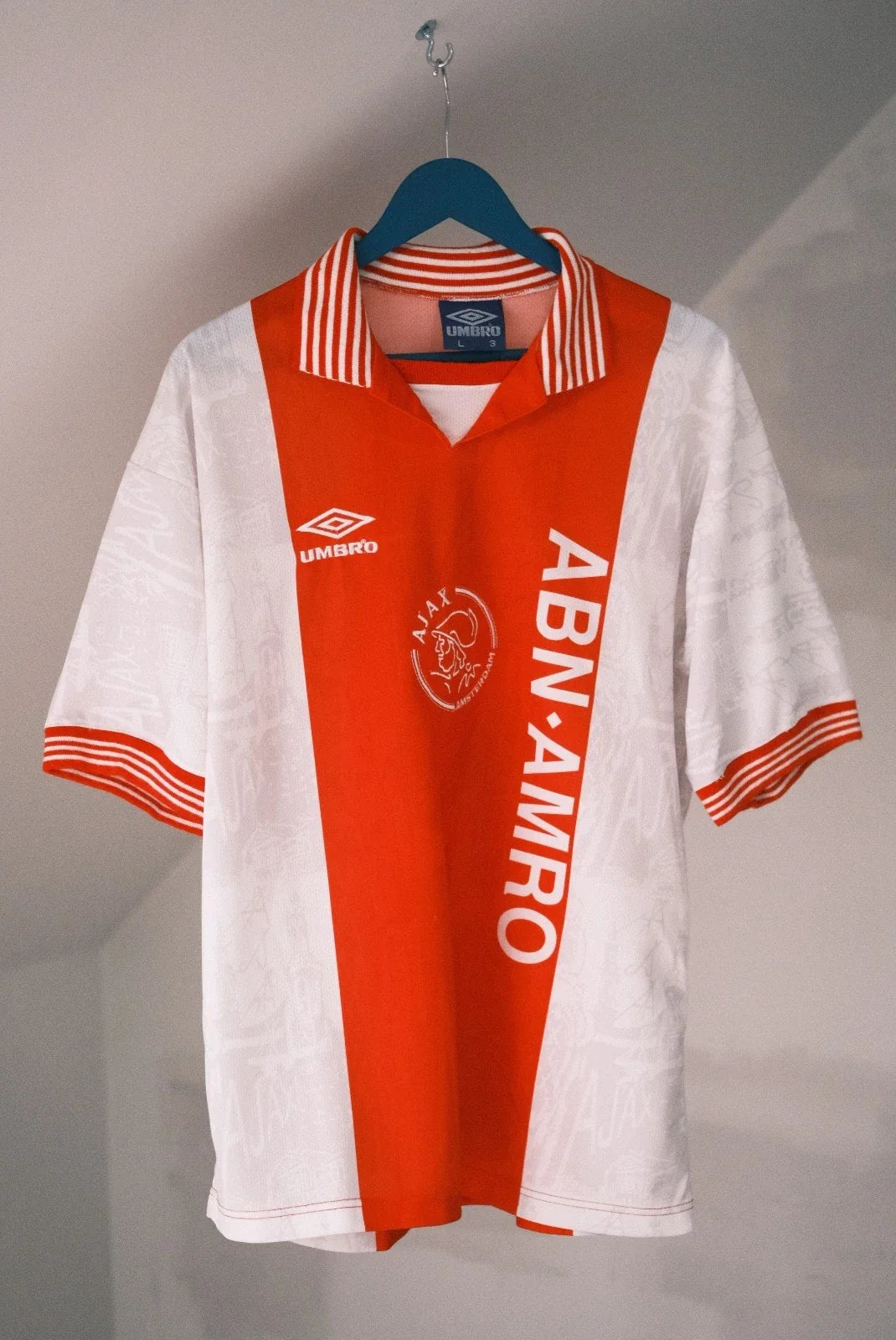 Ajax 1991-1993 Umbro Vintage Rare Men's Red Home Football Jersey #9 Size L Unisex