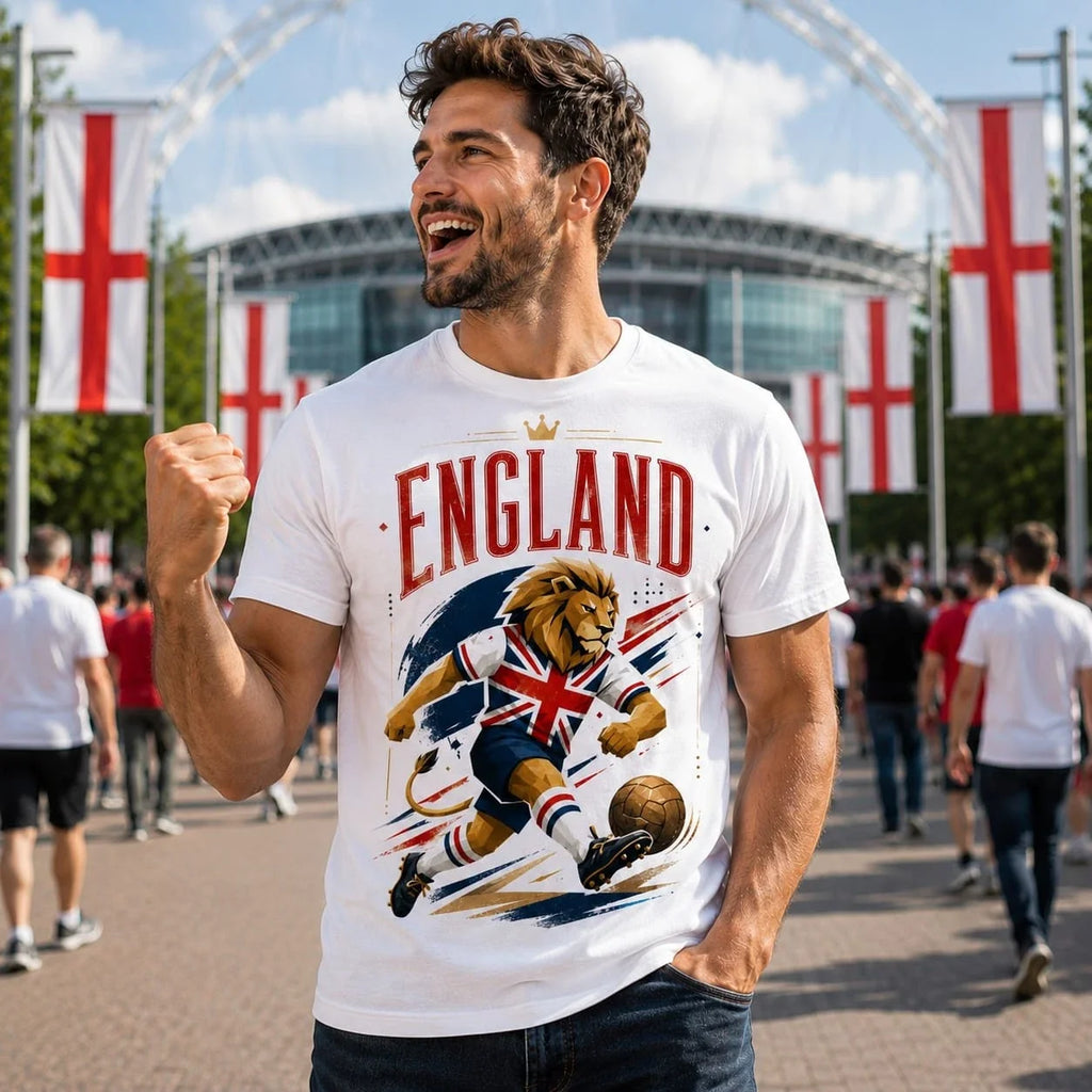England Lion Football T Shirt, England Supporter Gift Unisex
