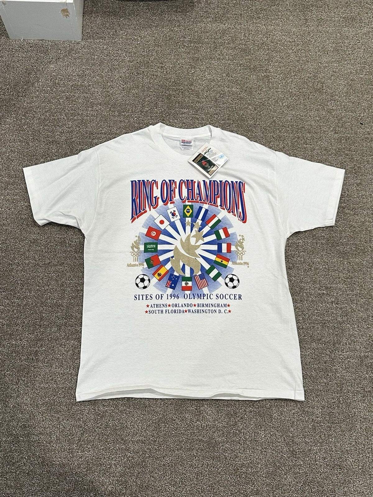 Vintage Soccer 1996 Atlanta Olympics Tshirt Size XL Unisex