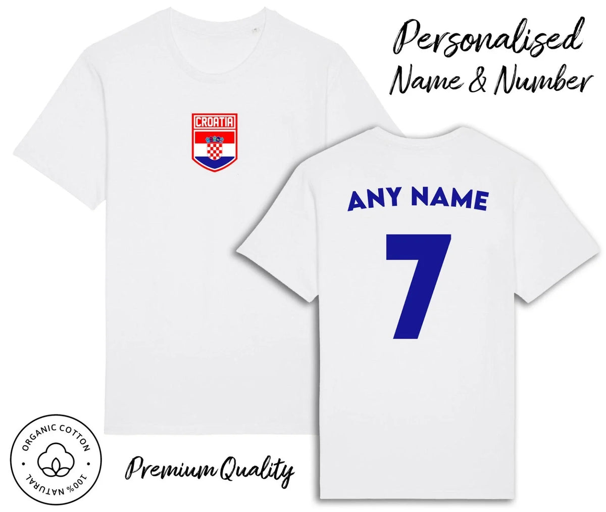 Croatia Flag Personalised Name & No Family Football World Cup 2026 Kit Unisex