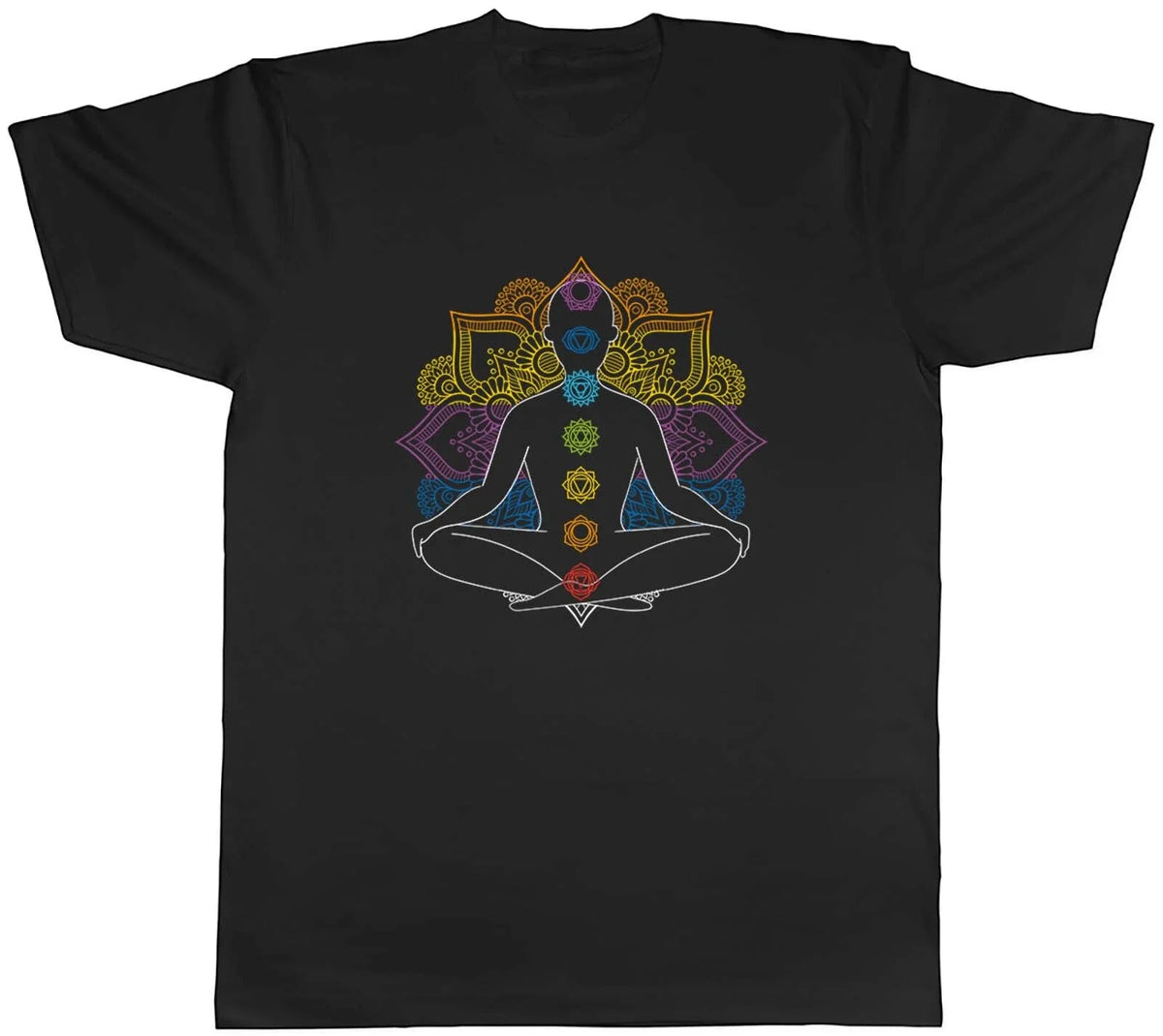 Chakra Symbols Mandala Colour Yoga Spiritual Mens Unisex Tee Gift Unisex