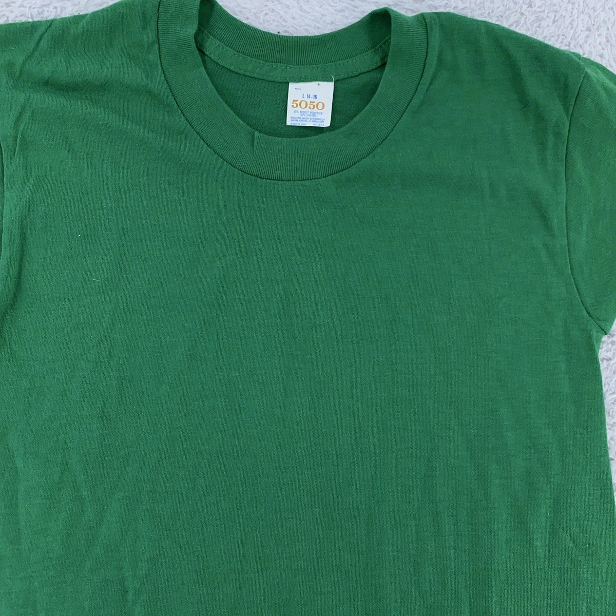 Vintage Blank Green 5050 XXXS Made USA 50 50 Tee T Shirt 80s Soft thin Unisex