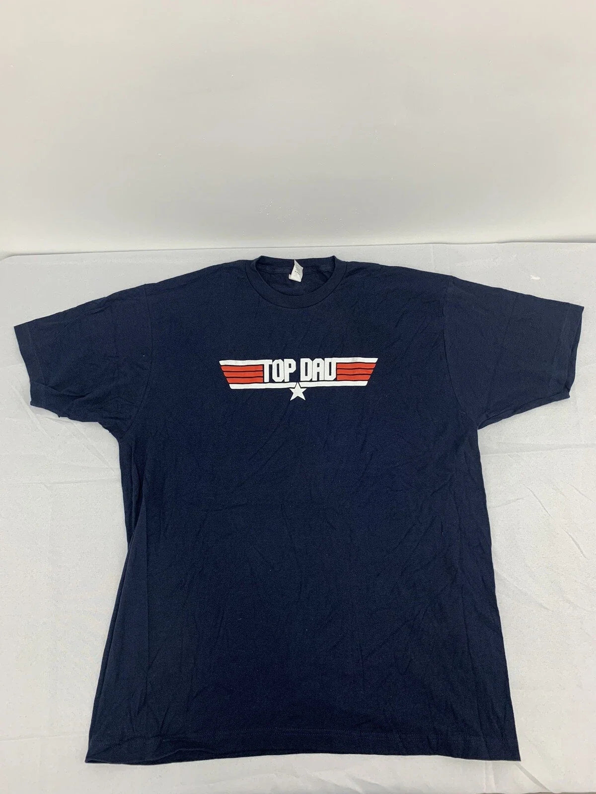 Custom Graphic Short Sleeve Shirt Navy Blue Top Dad Adult Size XL Unisex