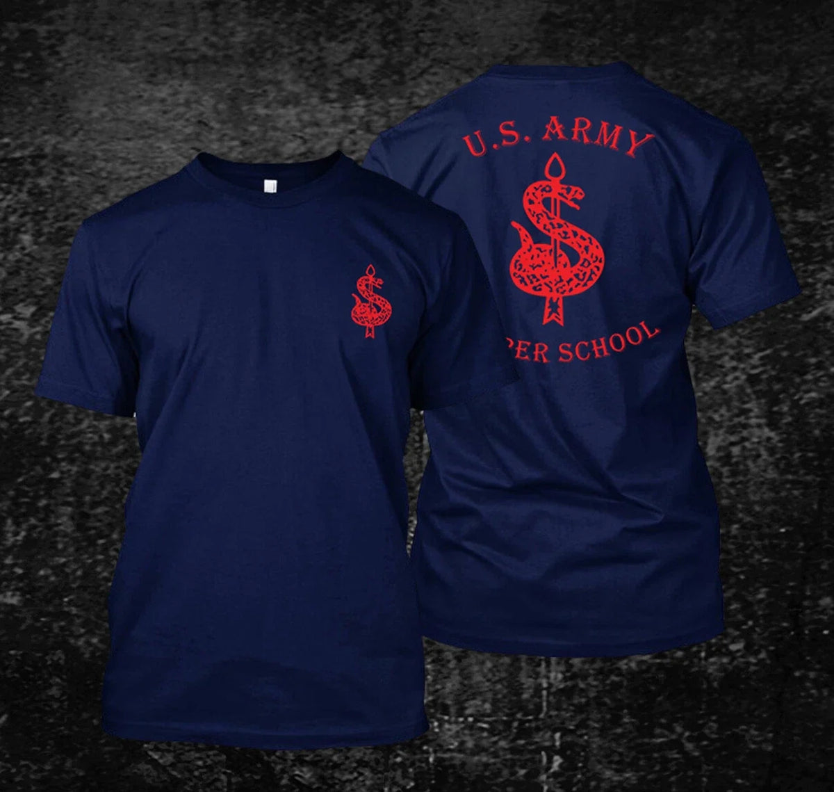 US Army Sniper School Logo - Custom Men's Back and front Tee Unisex