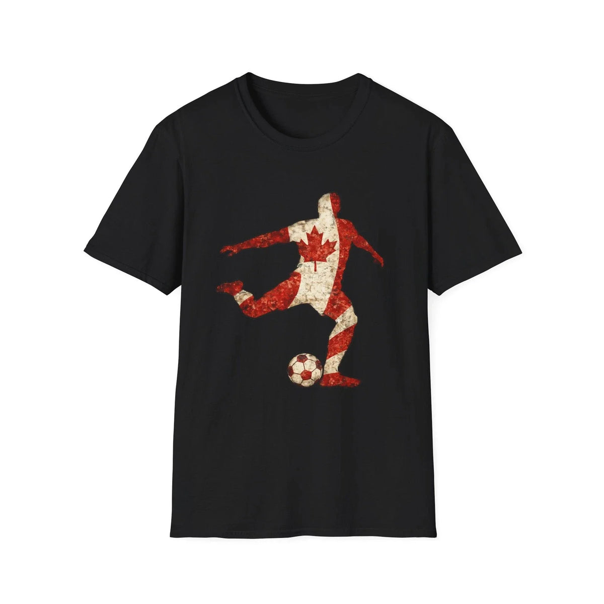 Canadian Soccer Player Maple Leaf Football Silhouette Graphic Tee Unisex