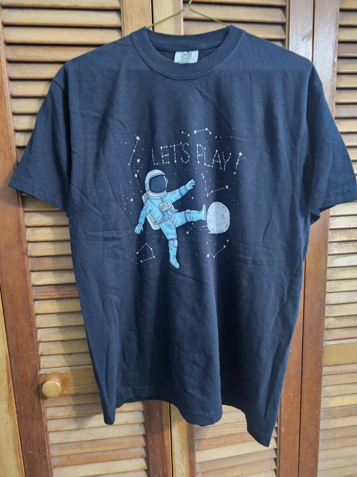 Comfort Colors Let's Play Astronaut Soccer Tee Size Medium NWT Unisex