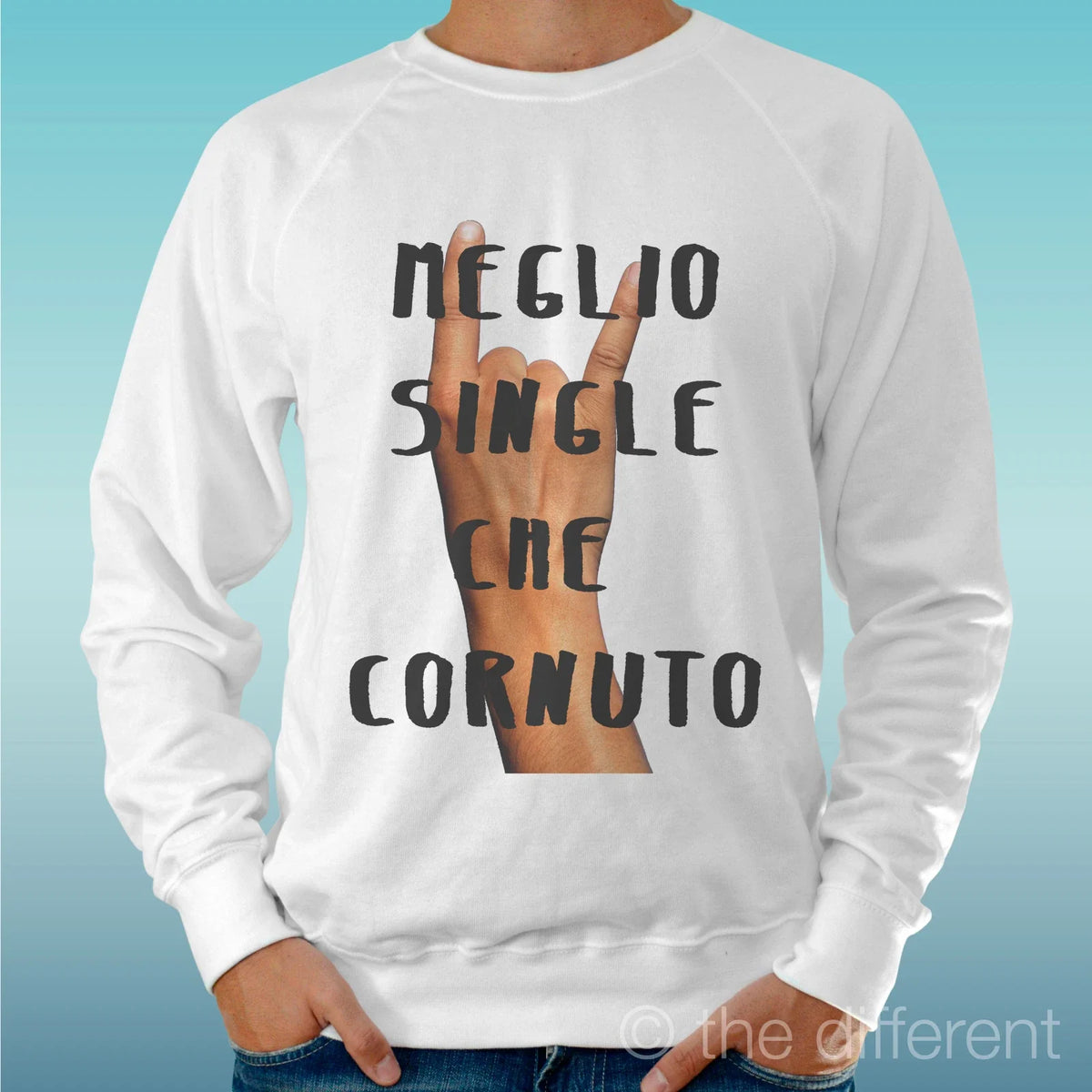 Felpa Man Light Sweater White " Better Single Funny " Road To Happiness Unisex