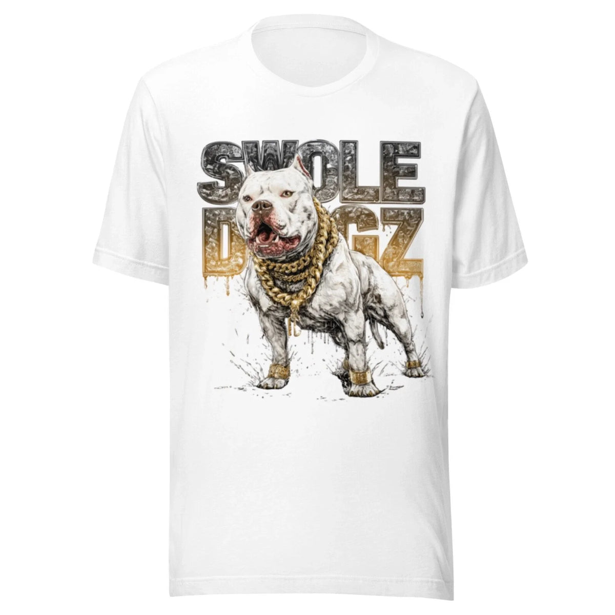 PITBULL BULLY SHIRT DOG VINTAGE - RUDE DOGS - SWOLE DOGZ Y2K - WHITE - REDNOSE Unisex