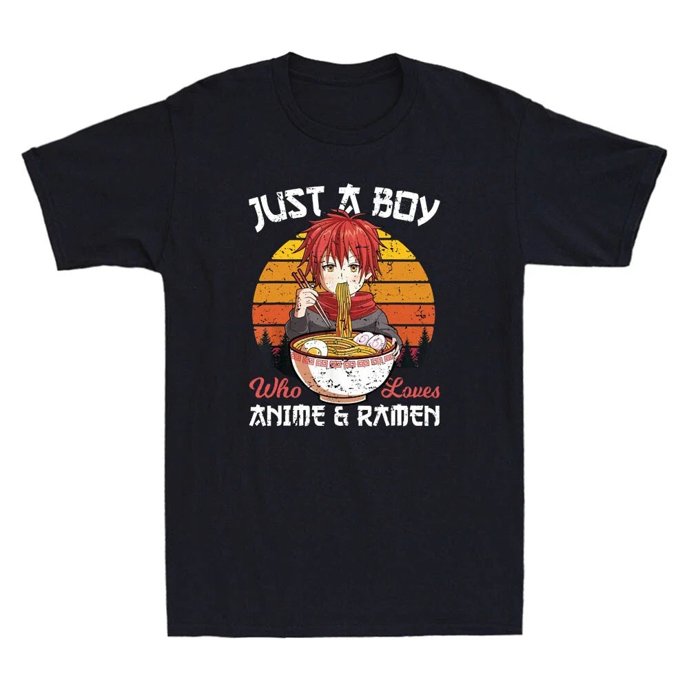 Just A Boy Who Loves Anime And Ramen Japanese Otaku Funny Vintage Men's Unisex