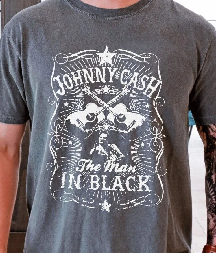 Johnny Cash The Man In Black Rock Band on Premium Comfort Colors Tee Unisex