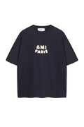 AMI PARIS Tee Men's Navy blue & Beige Short Sleeved S-M-L-XL Unisex
