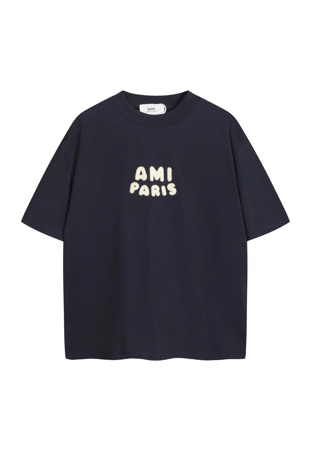 AMI PARIS Tee Men's Navy blue & Beige Short Sleeved S-M-L-XL Unisex
