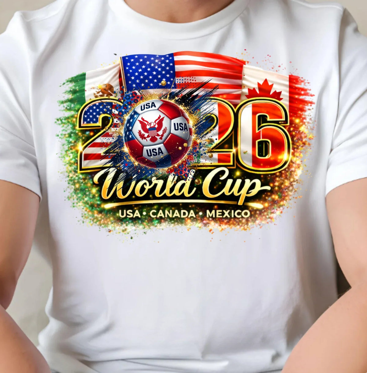 USA Canada Mexico 2026 World Cup Soccer Vintage Style Football Gift Tee Unisex