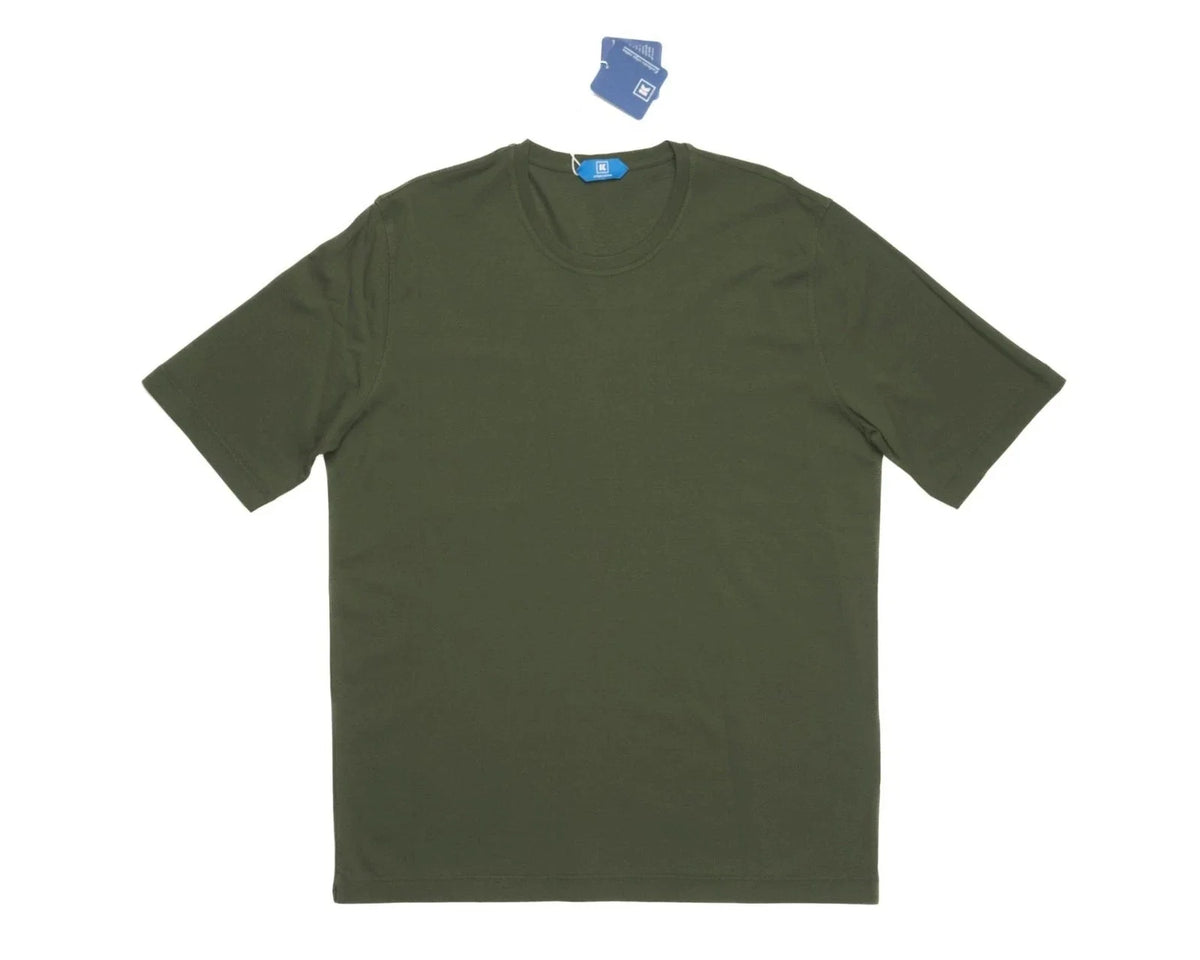 Kired by Kiton $295 NWT Crepe Cotton Short Sleeve Green Slim M (50 IT) Unisex