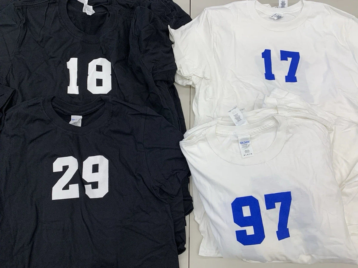Gildan Soft Style Adult XS S M L XL Number Jersey s White Black Team Set Unisex
