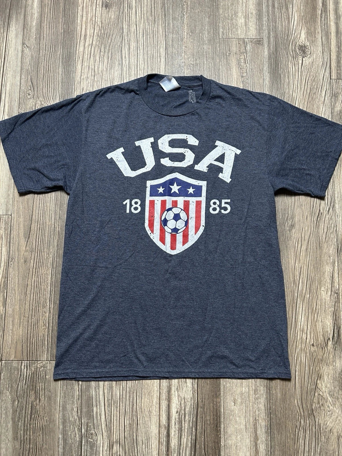Port & Company USA Soccer Men's M Heather Blue Fan Favorite 1885 Graphic Unisex