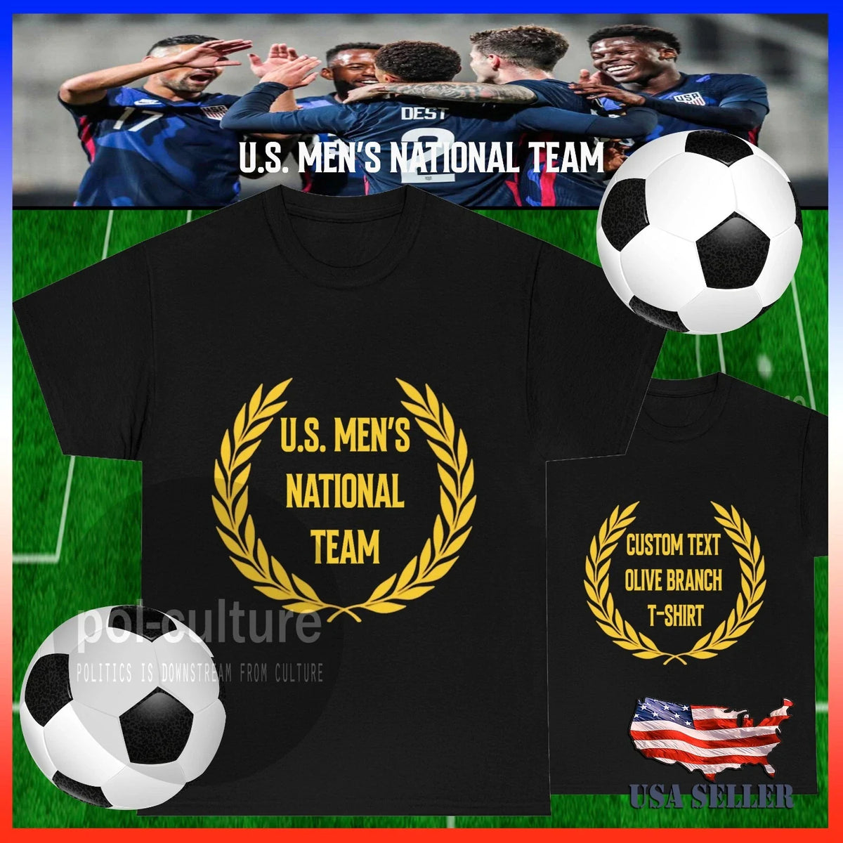 Proud Custom Soccer Fan Olive Branch - Boys and Girls [add your text] Unisex