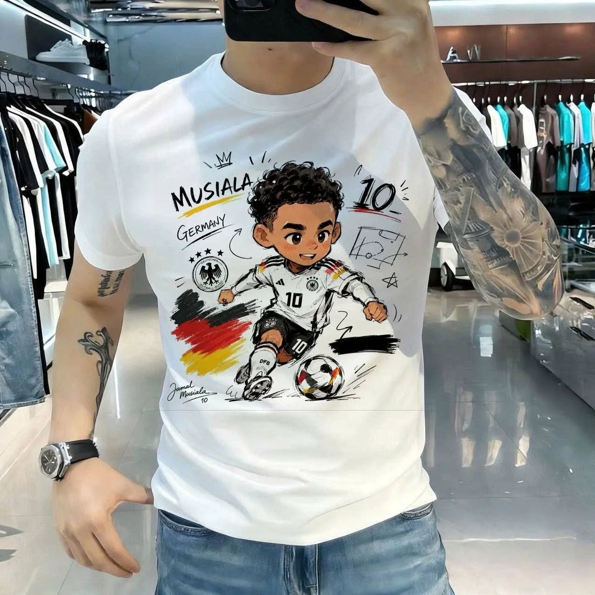 Jamal Musiala #10 Germany Football Graphic Men's Soccer Fan Tee Unisex