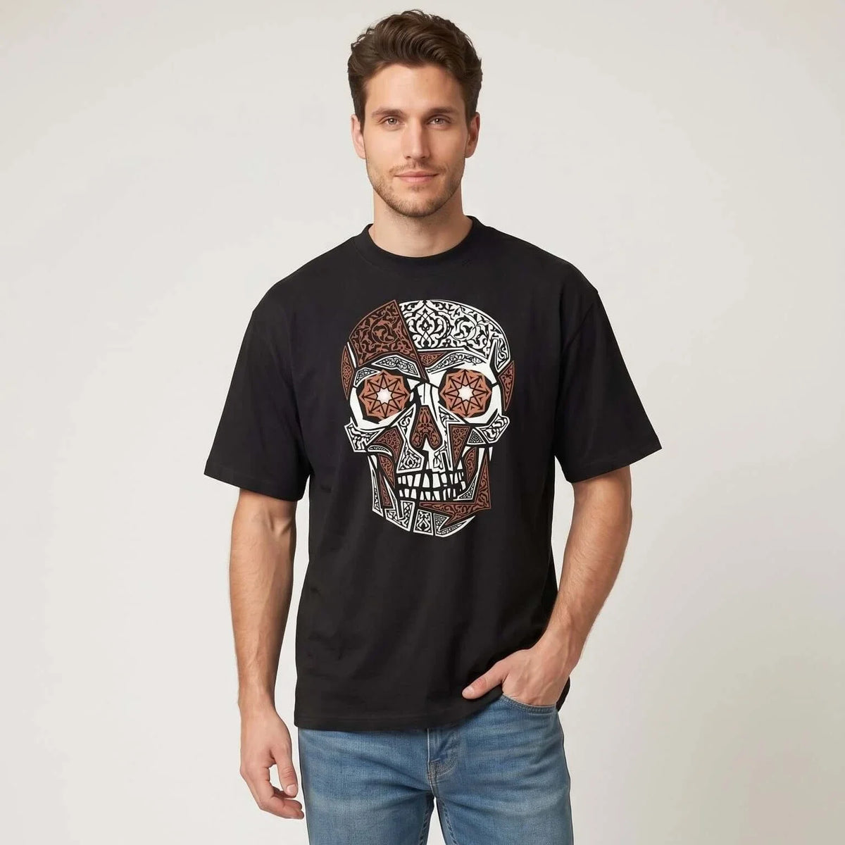 Skull Organic oversized | 100% cotton high neck Tee | MOEBEER Unisex