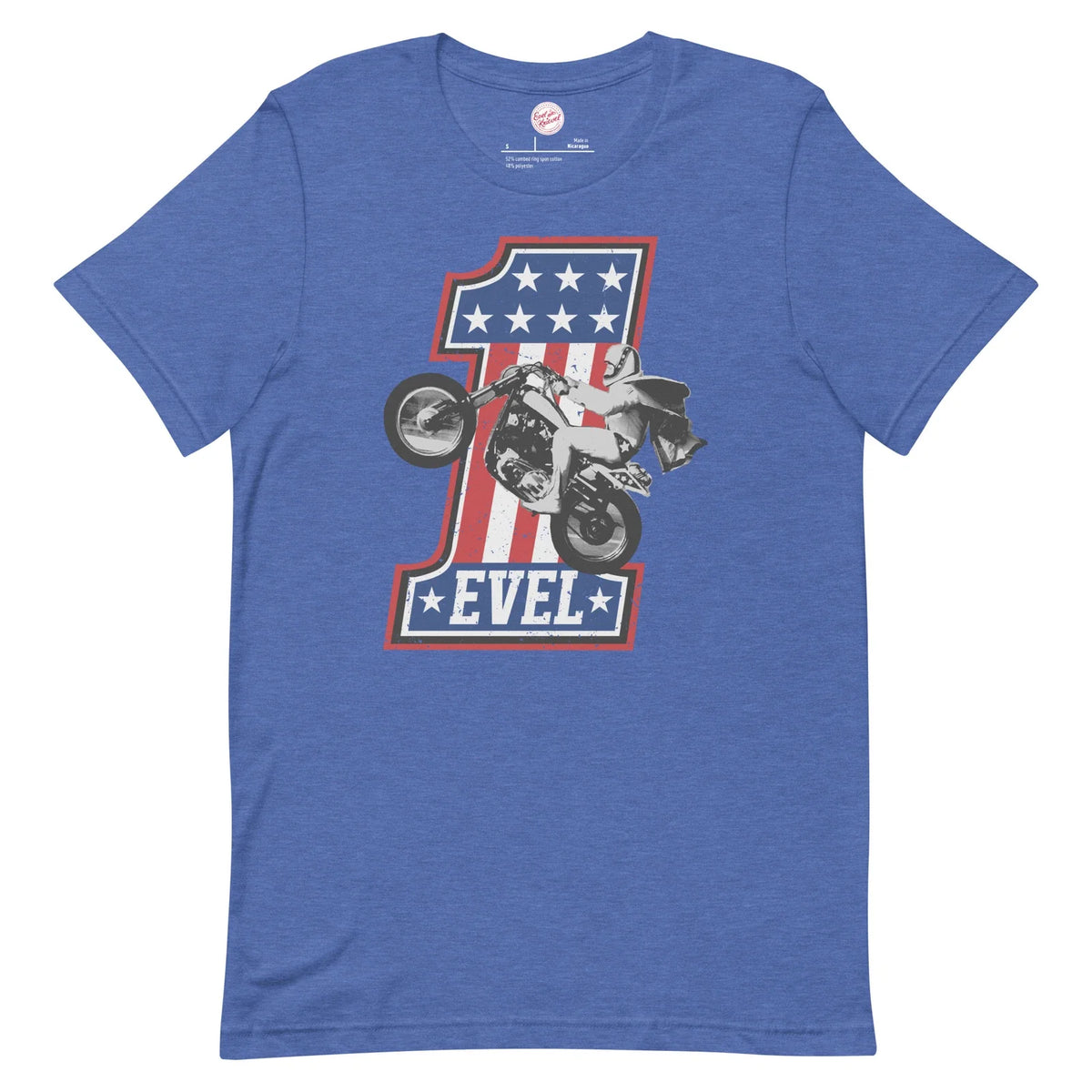 Evel Knievel®-Join Our Team #1 Men's Motorcycle Tee in Heather Royal Blue Unisex