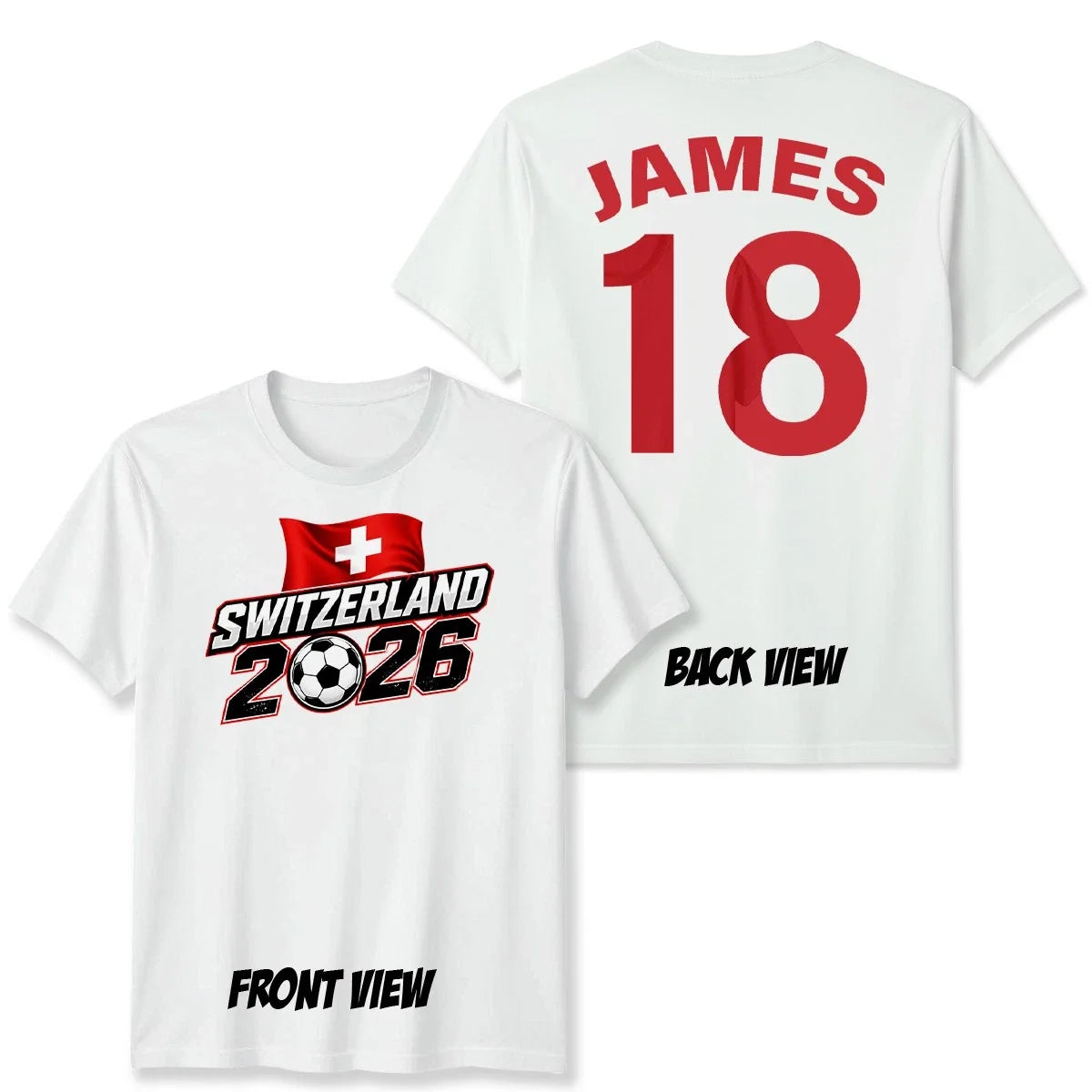 Switzerland Personalized Custom Name And Number Unisex T Shirt Football Top Unisex