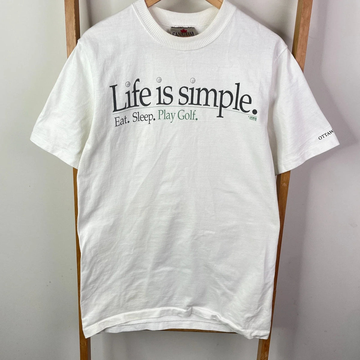 Vintage Golf Shirt Adults Small White Unisex Life Is Simple Ottawa Canada JOXX Unisex