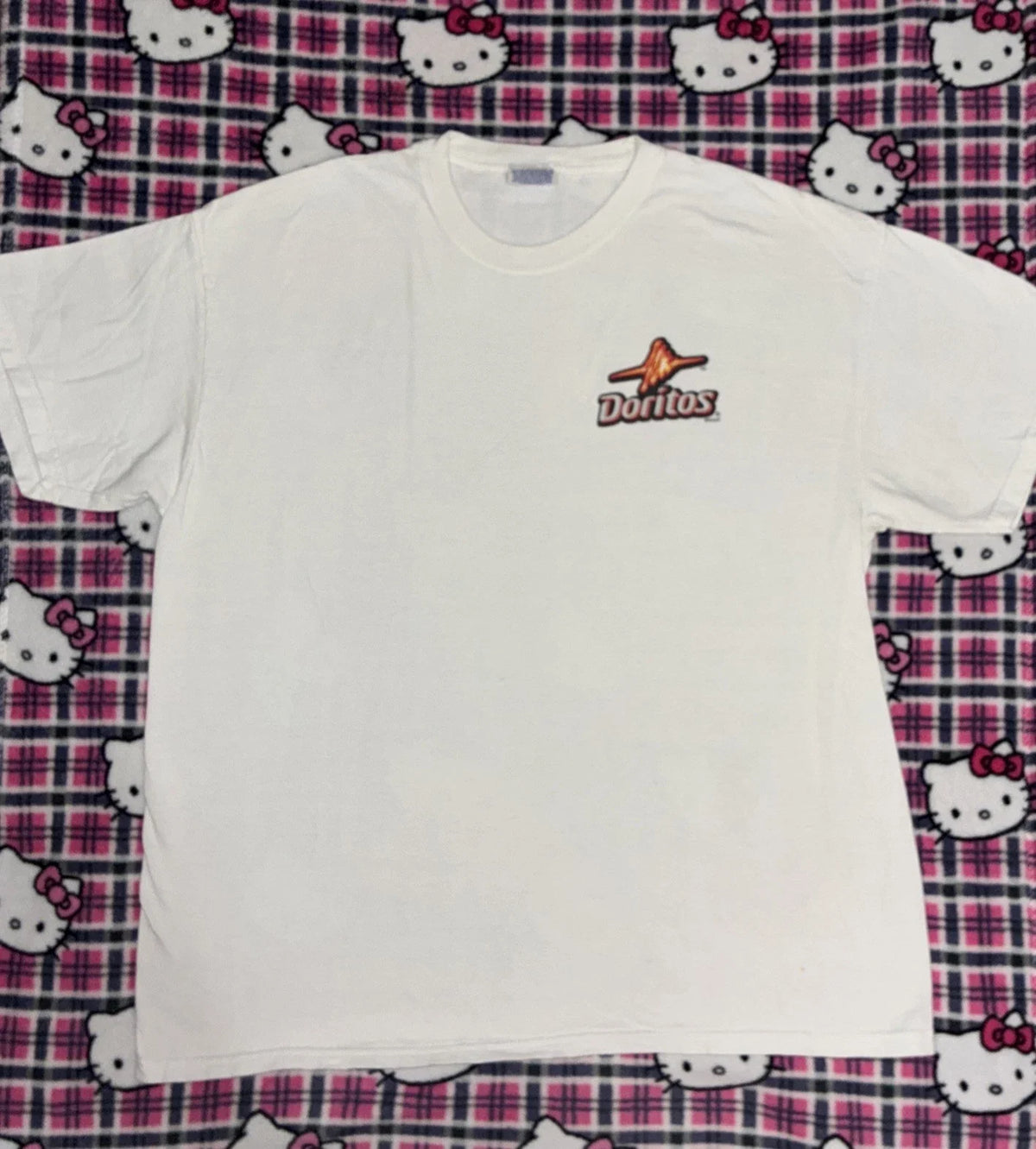 Simple But Cozy Hanes White Tee With The Dorito Logo On The Front Size XL Unisex