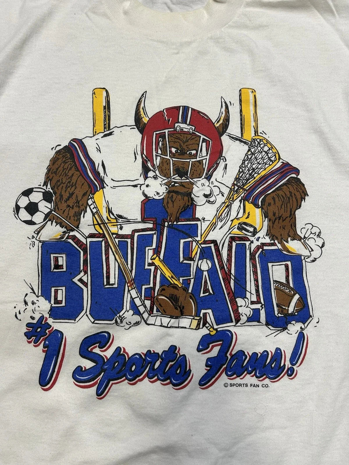 Vintage BUFFALO #1 Sports Fan Football Hockey Soccer Lacrosse Shirt RARE! Unisex