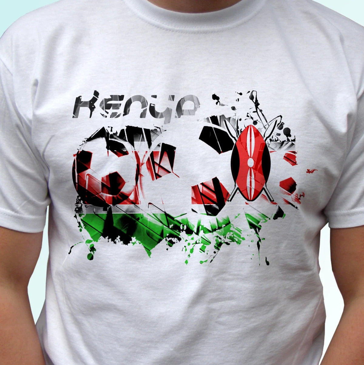 Kenya football flag white t shirt soccer africa design mens womens kids sizes Unisex