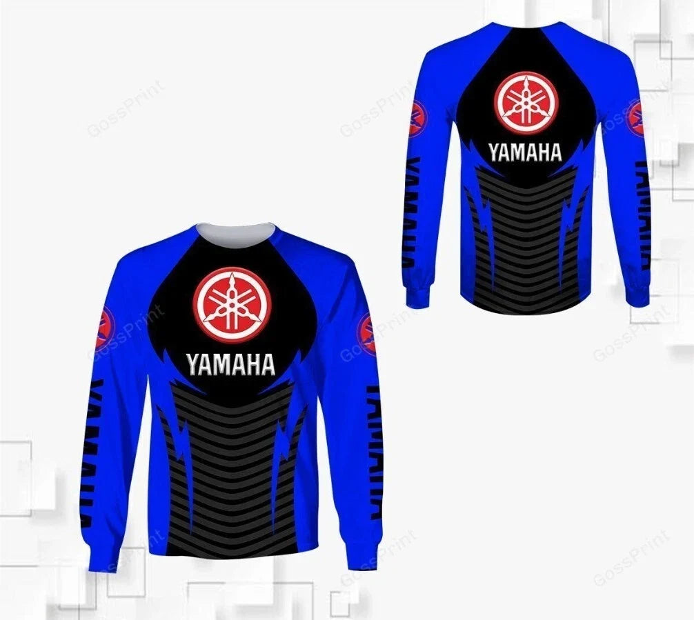 Long sleeve Shirt 3D Motobike Size S-5XL Free Ship 2023 Yamaha Blue Black New Unisex