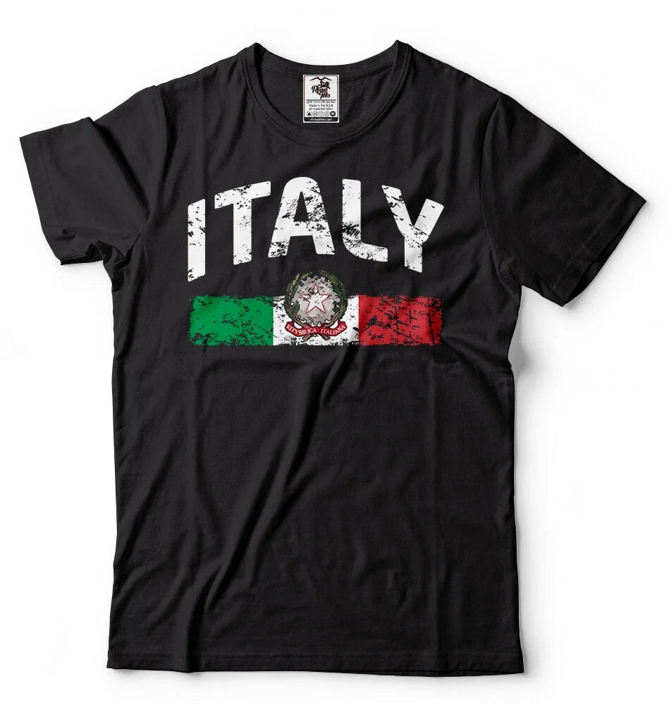 Mens Italy Distressed Flag Soccer Fan Italy Italian Pride Heritage Tee Unisex