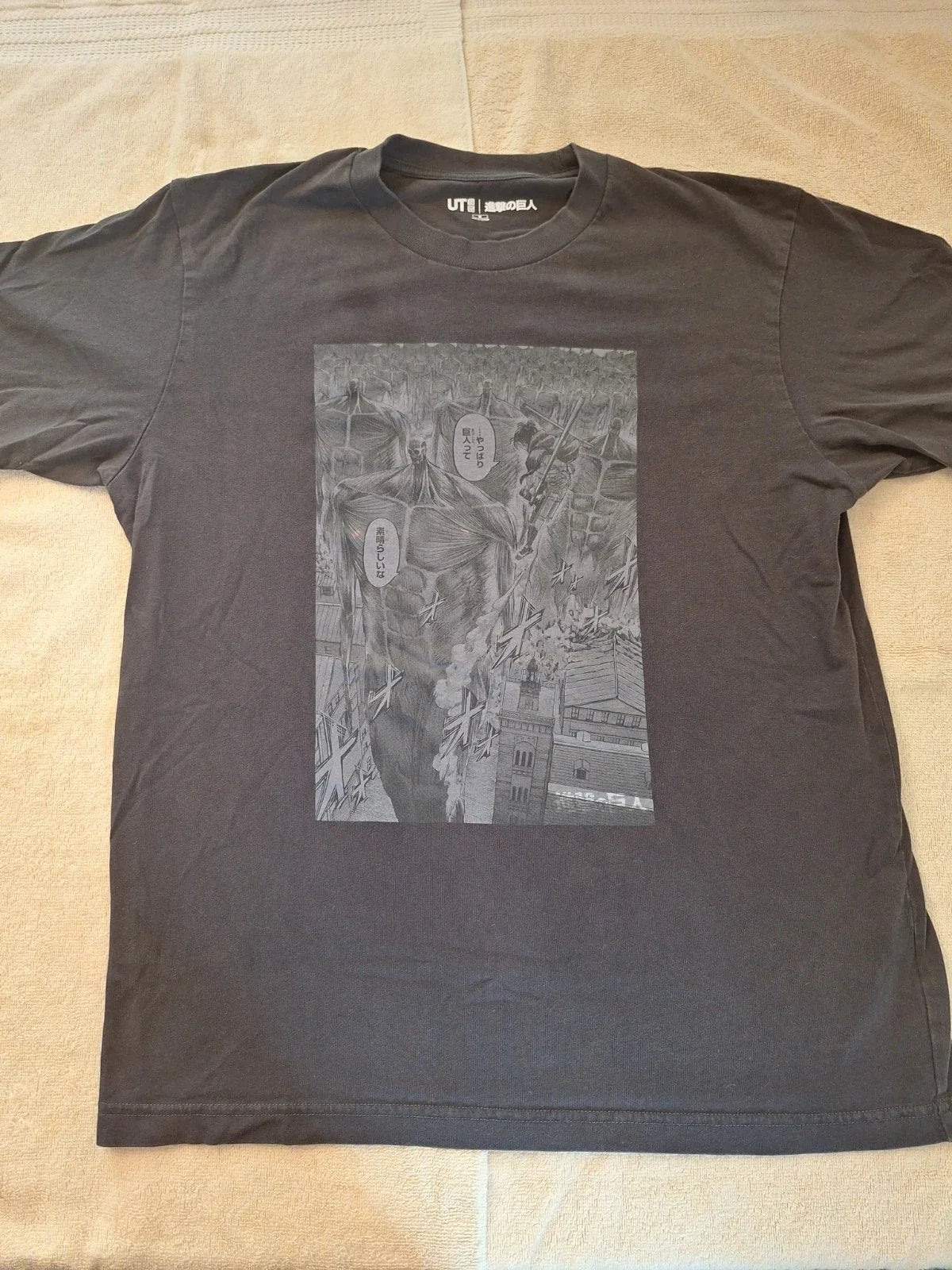 Attack On Titan Mens Medium Black Japanese Anime Short Sleeve Unisex