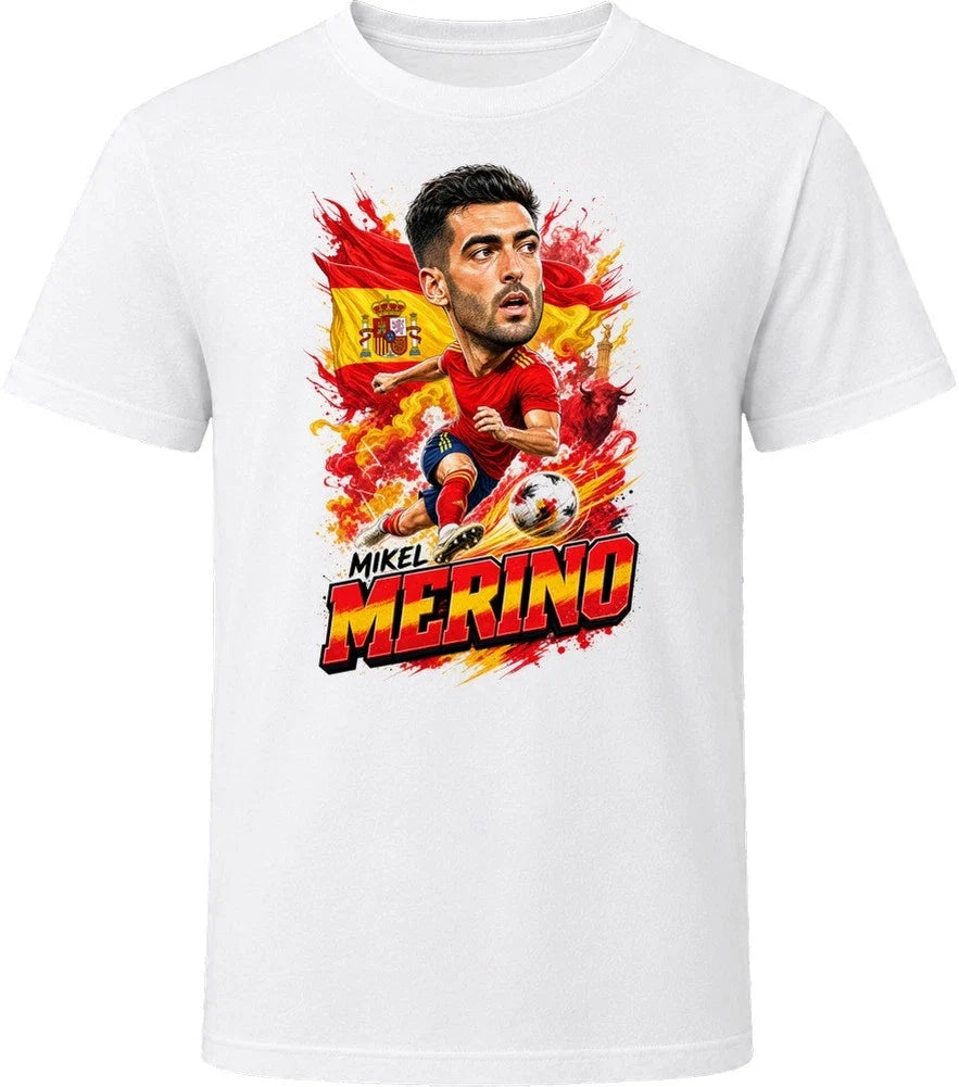 Mikel Merino Spain Soccer Caricature 2026 World Cup T Shirt Unisex