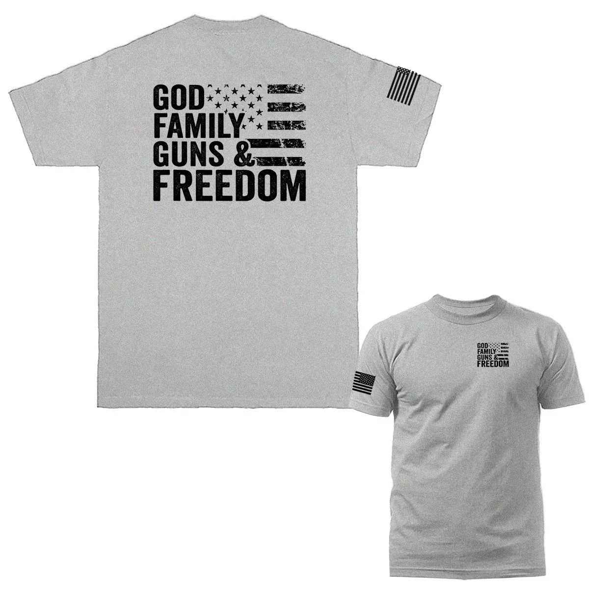 God Family Guns Freedom 2nd Amendment Gun Military Patriotic US Flag Unisex